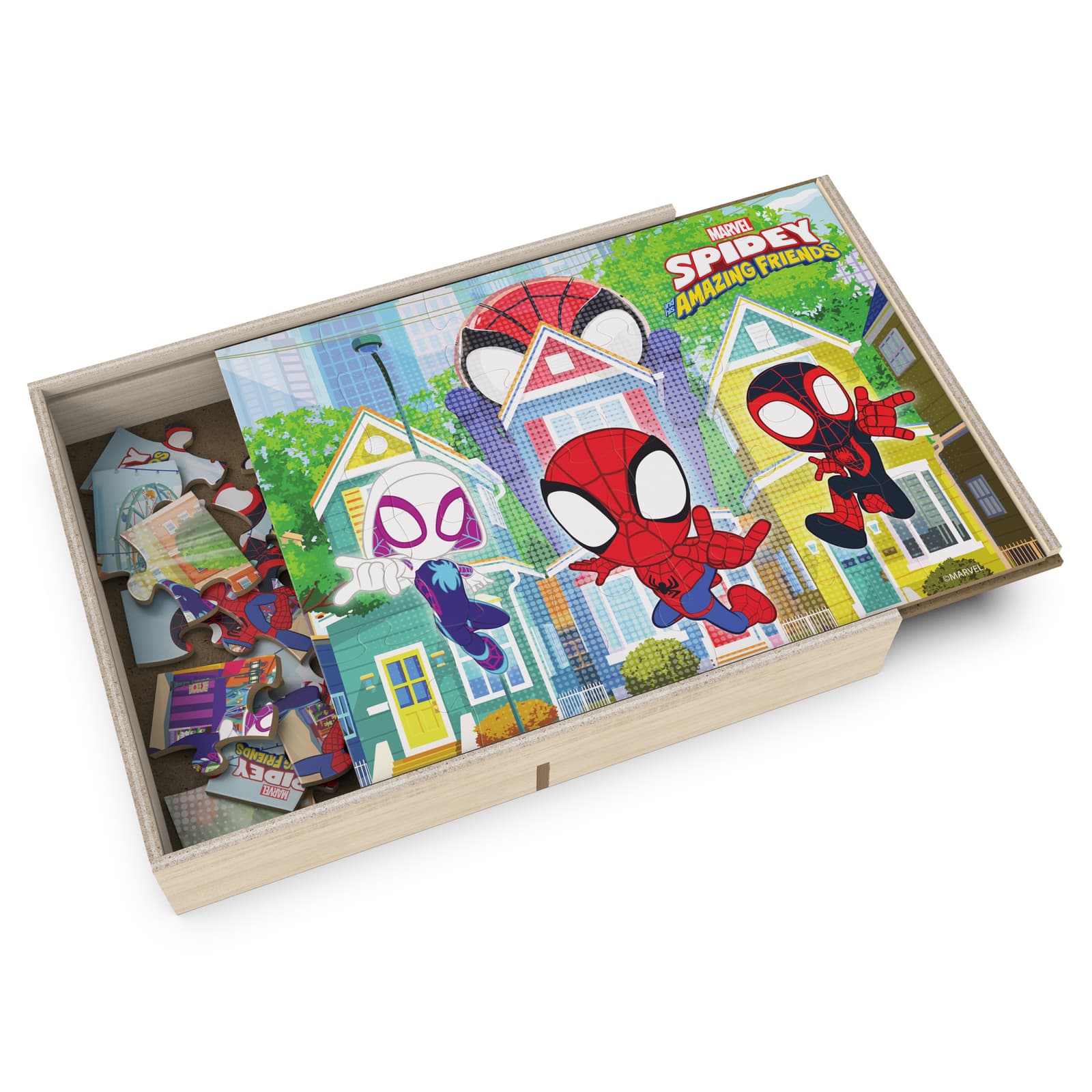 Spidey and Friends 5-Pack of Wood Jigsaw Puzzles for Families, Kids, and Preschoolers Ages 3 and Up, picture 2
