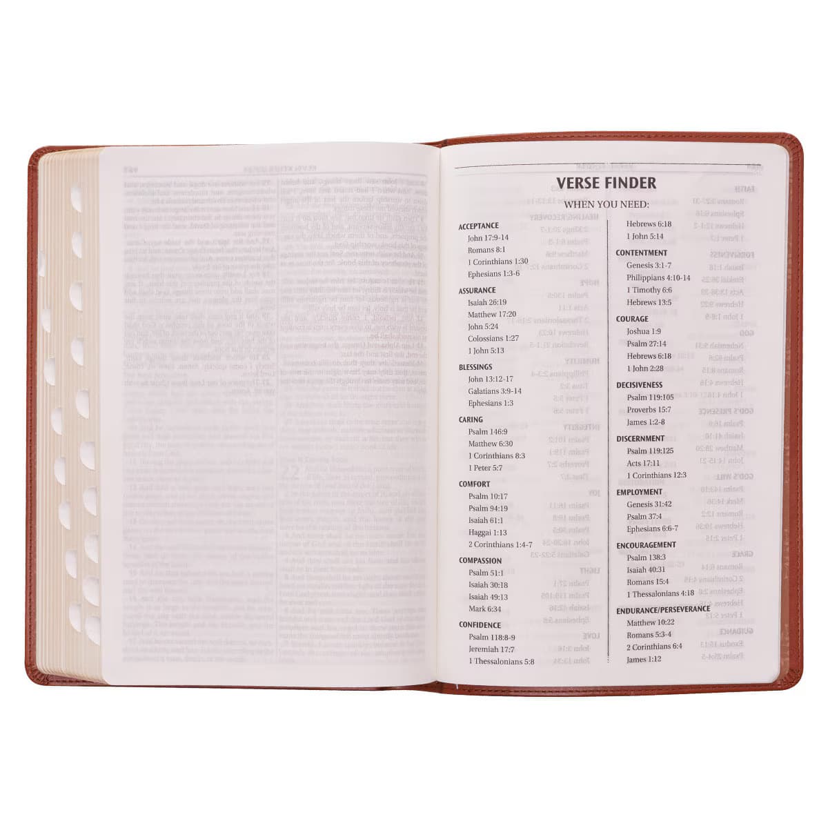 Saddle Tan Faux Leather Large Print Thinline King James Version Bible with Thumb Index, picture 10