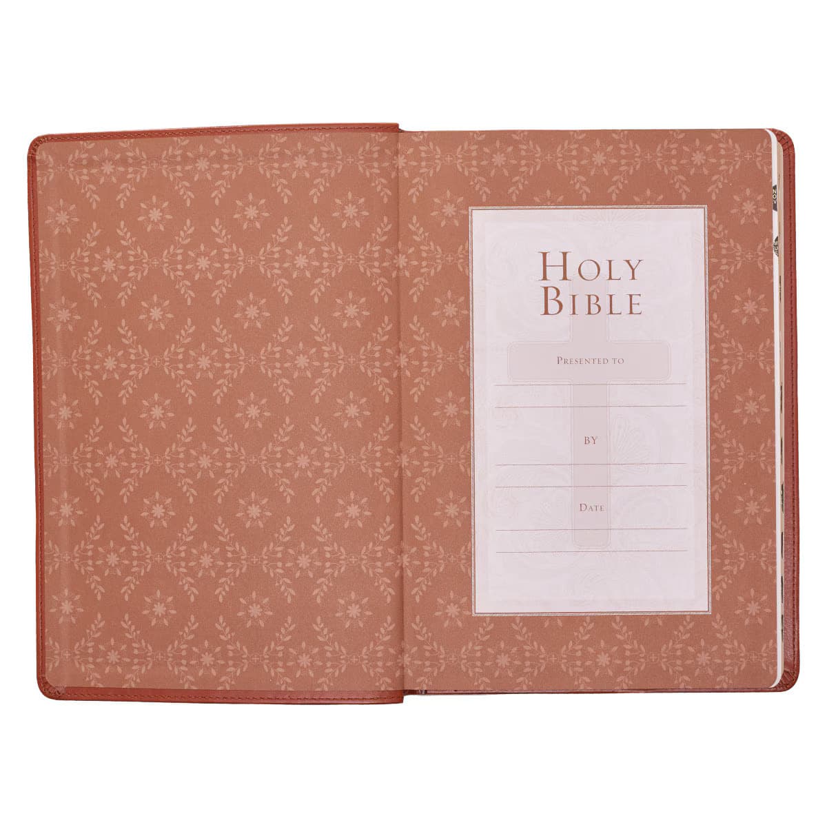 Saddle Tan Faux Leather Large Print Thinline King James Version Bible with Thumb Index, picture 4