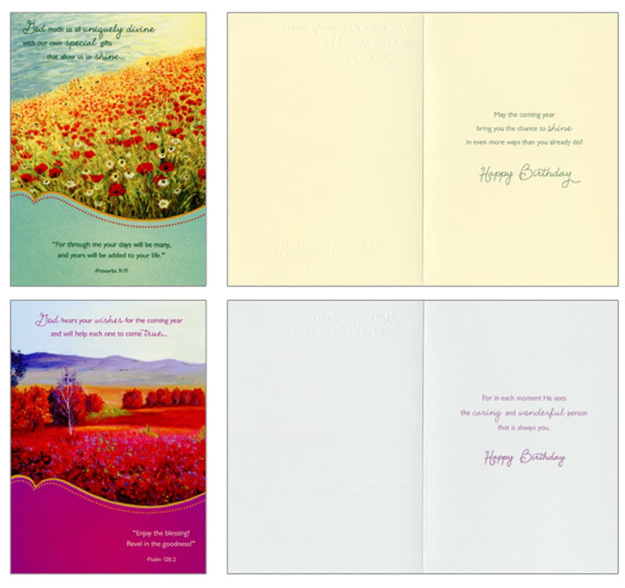 Inspirational Birthday Assortment Box of 12 Foiled & Embossed Christian Birthday Cards, picture 3