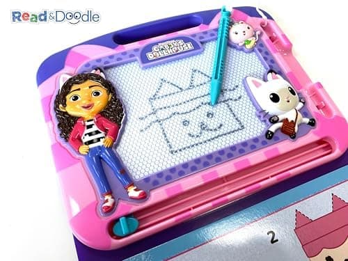 Gabby's Dollhouse Read & Doodle - Learning resources for kids, a magnetic drawing pad, an easy-to-use pen, 22-page board book for reading and drawing, picture 3
