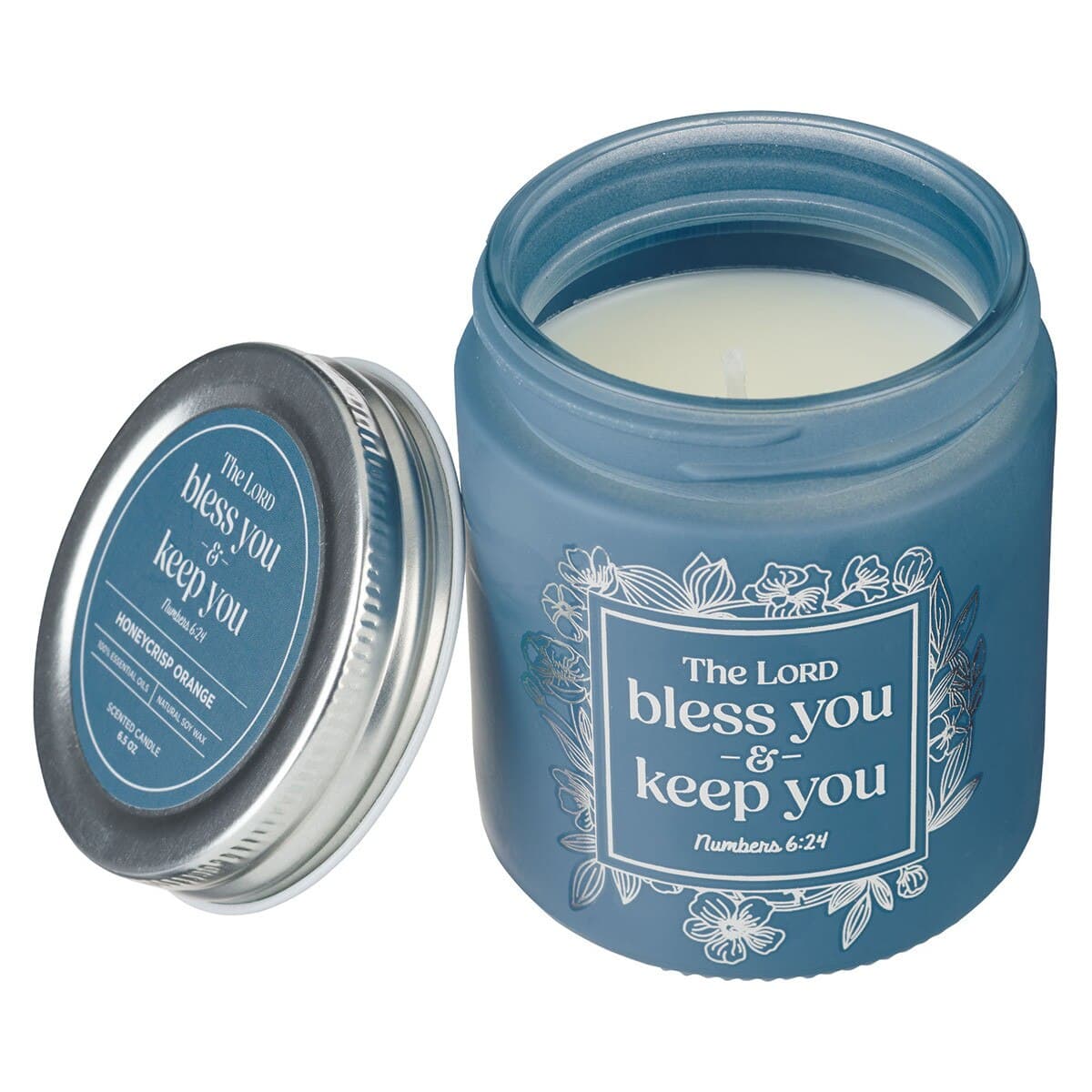 Bless You and Keep You - Numbers 6:24 Honeycrisp Orange Scented Candle in a Glass Jar, picture 2
