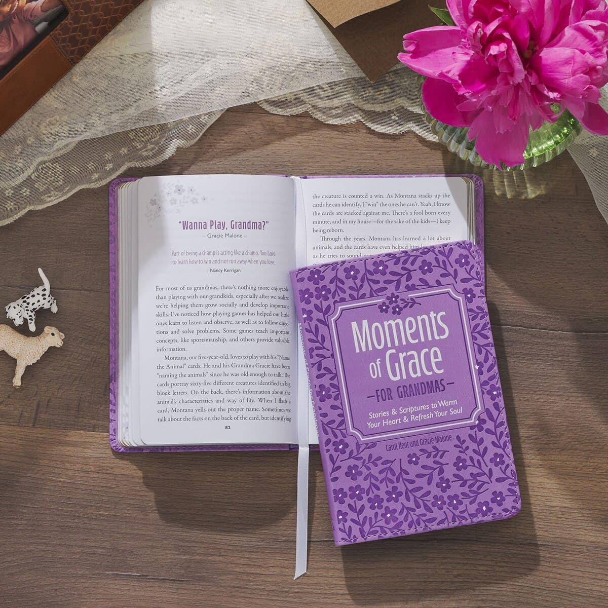 Moments of Grace for Grandmas: Stories and Scriptures Purple Faux Leather Gift Book, picture 5