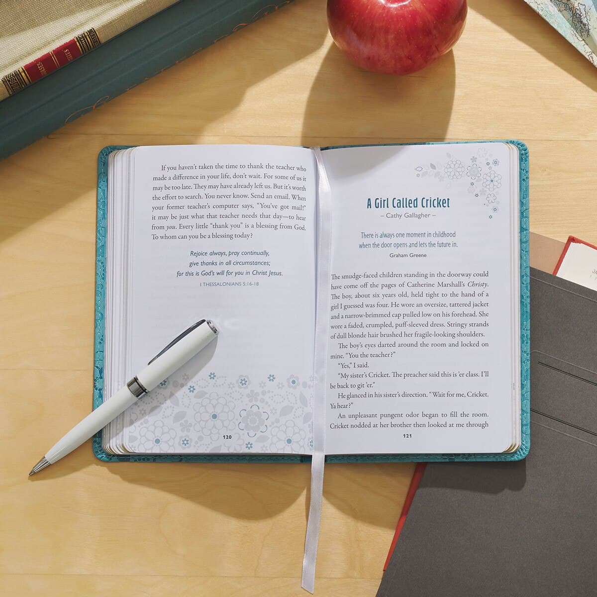 Moments of Grace for Teachers: Stories & Scriptures Blue Faux Leather Gift Book, picture 6