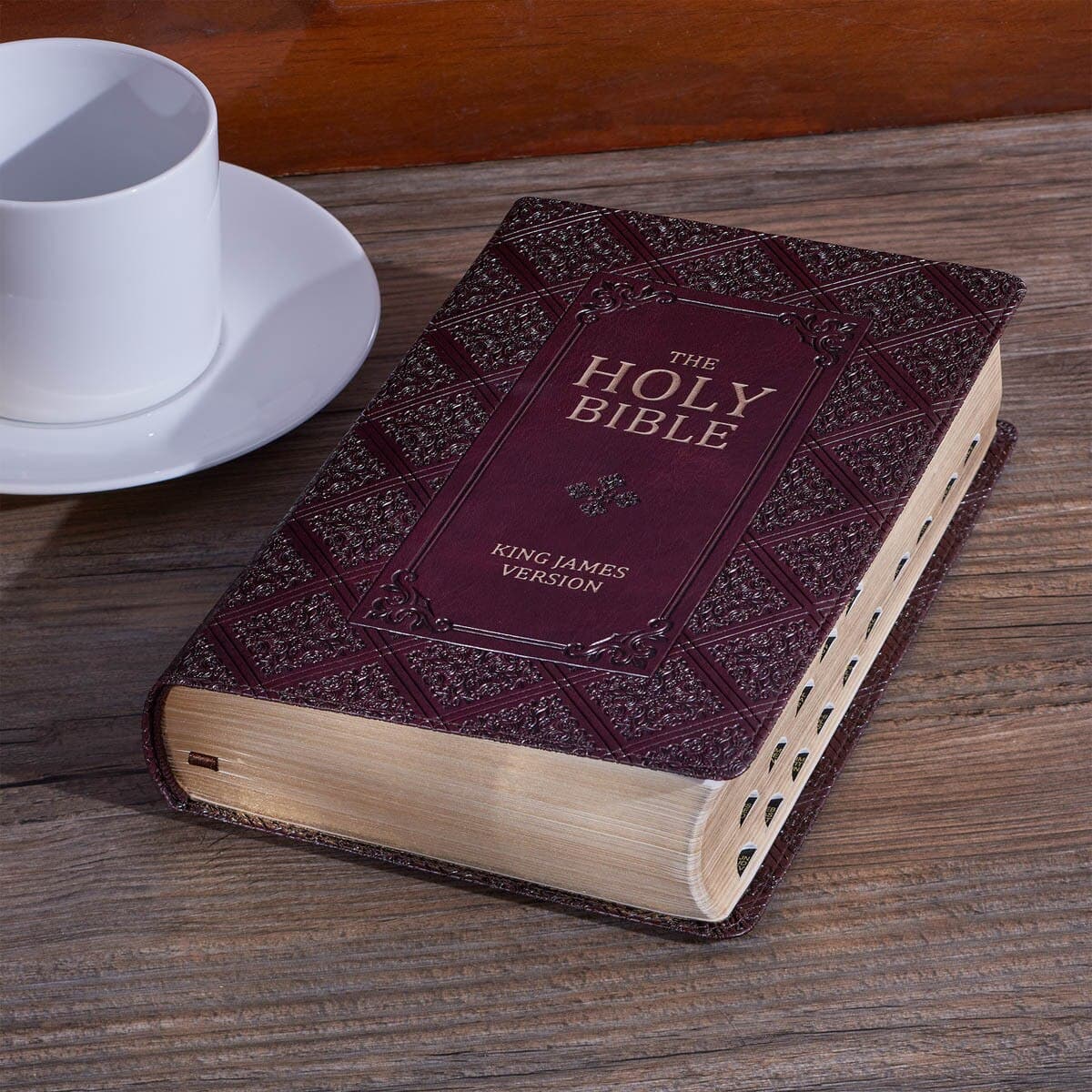 Dark Brown Faux Leather Giant Print Standard-size King James Version Bible with Thumb Index, picture 5