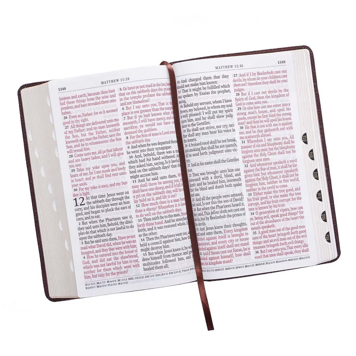 Dark Brown Faux Leather Giant Print Standard-size King James Version Bible with Thumb Index, picture 12