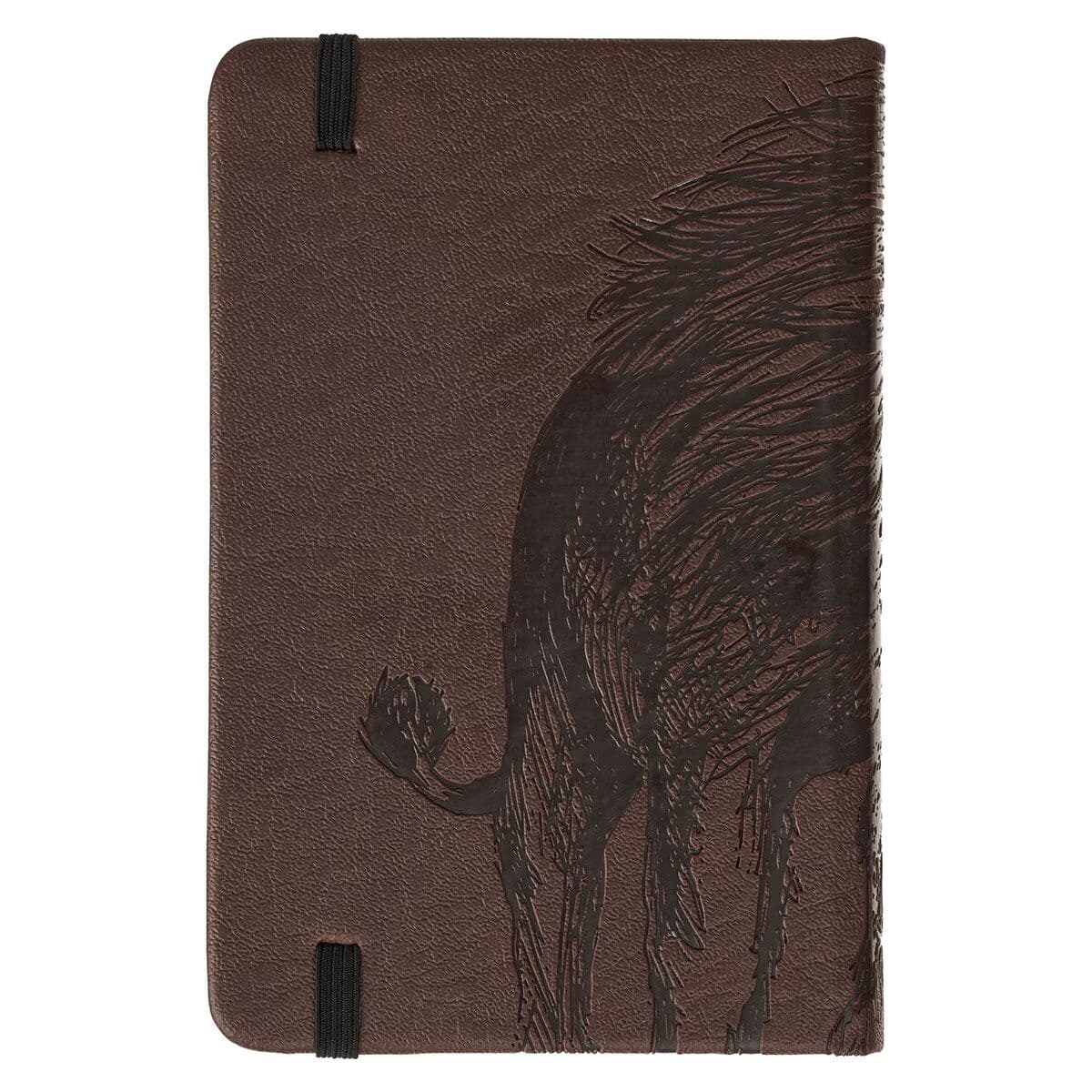 Strength and Defense - Exodus 15:2 Lion Walnut-Brown Faux Leather Hardcover Notebook with Elastic Band Closure, picture 2