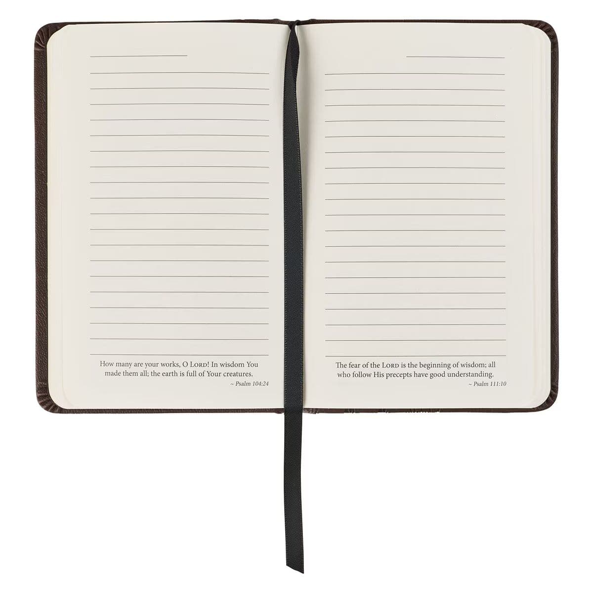 Strength and Defense - Exodus 15:2 Lion Walnut-Brown Faux Leather Hardcover Notebook with Elastic Band Closure, picture 5