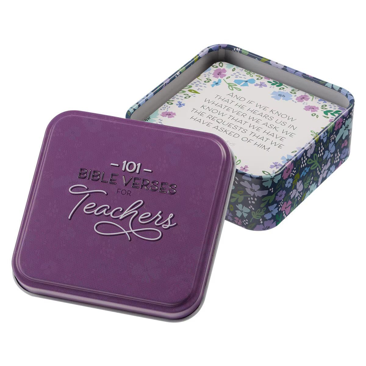101 Bible Verses For Teachers Purple Scripture Cards in a Tin, picture 2