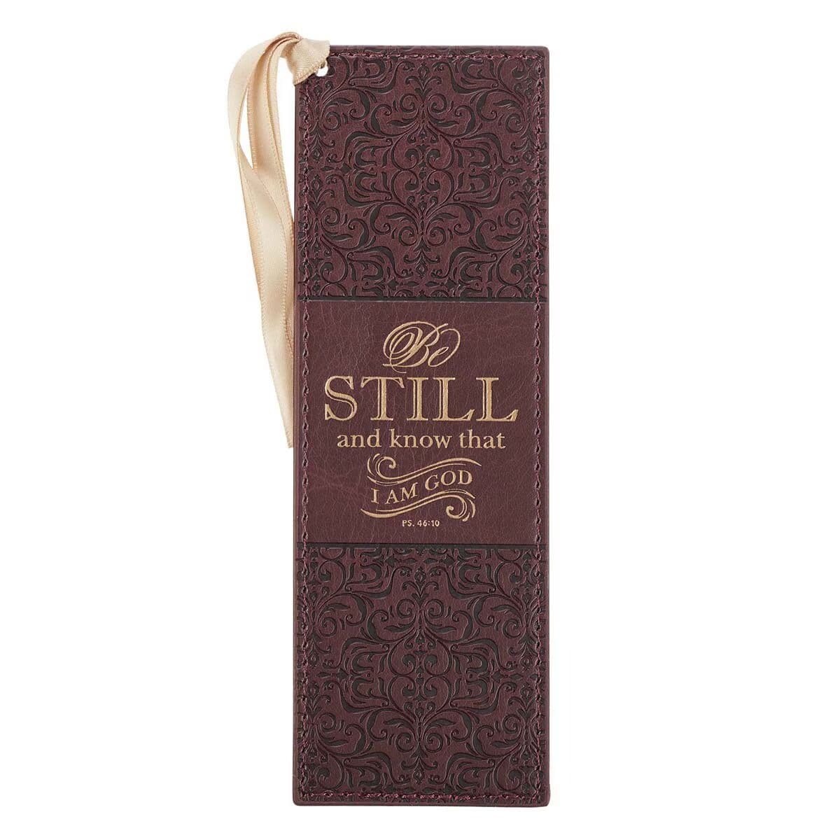 Be Still and Know - Psalm 46:10 Brown Faux Leather Bookmark
