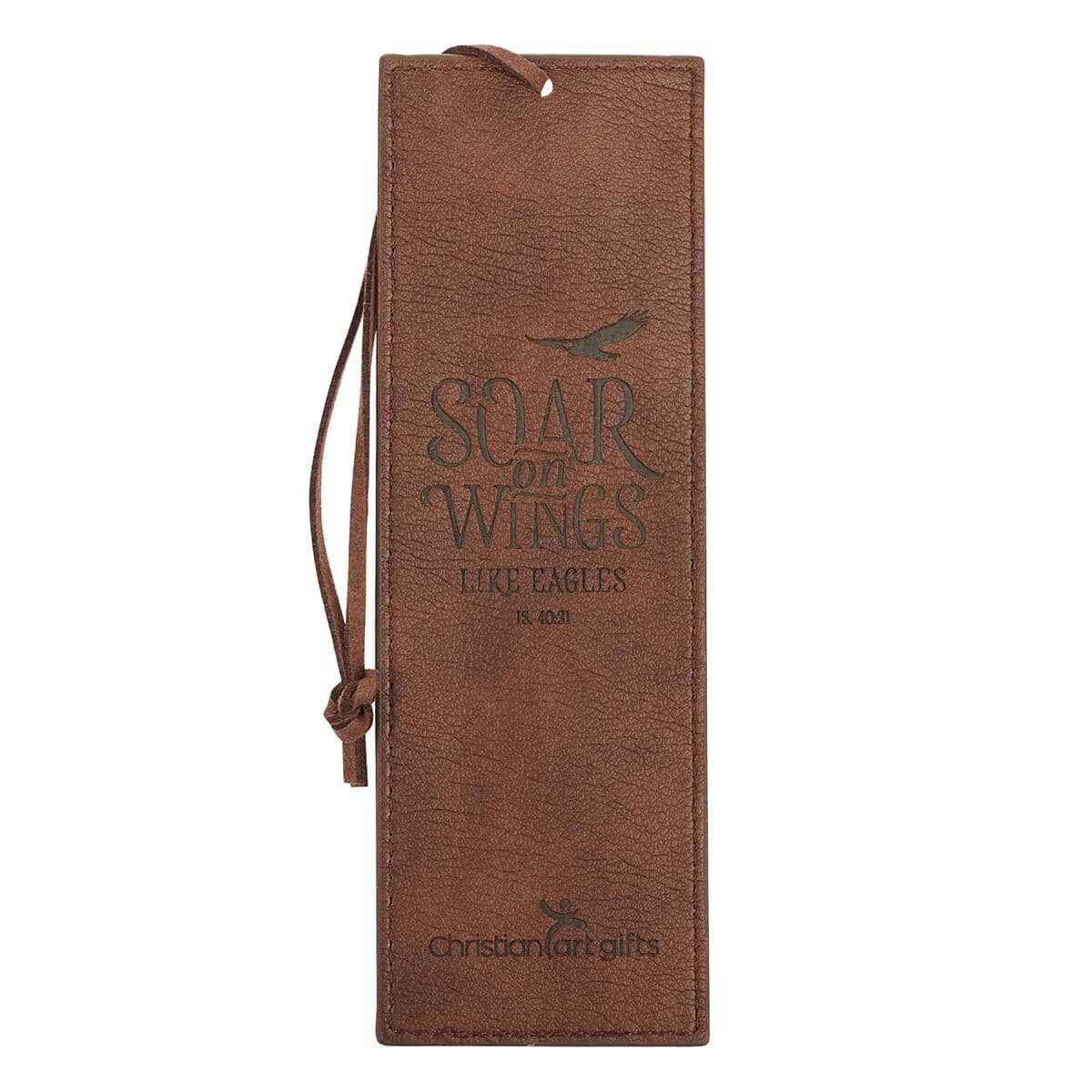 Soar - Isaiah 40:31 Brown Faux Leather Bookmark, picture 2