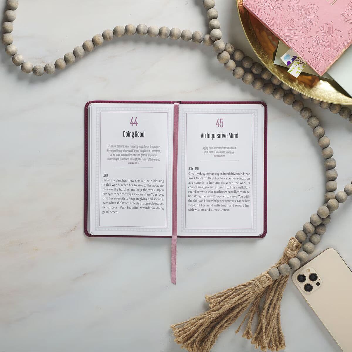 101 Prayers for My Daughter Plum Faux Leather Prayer Book, picture 8