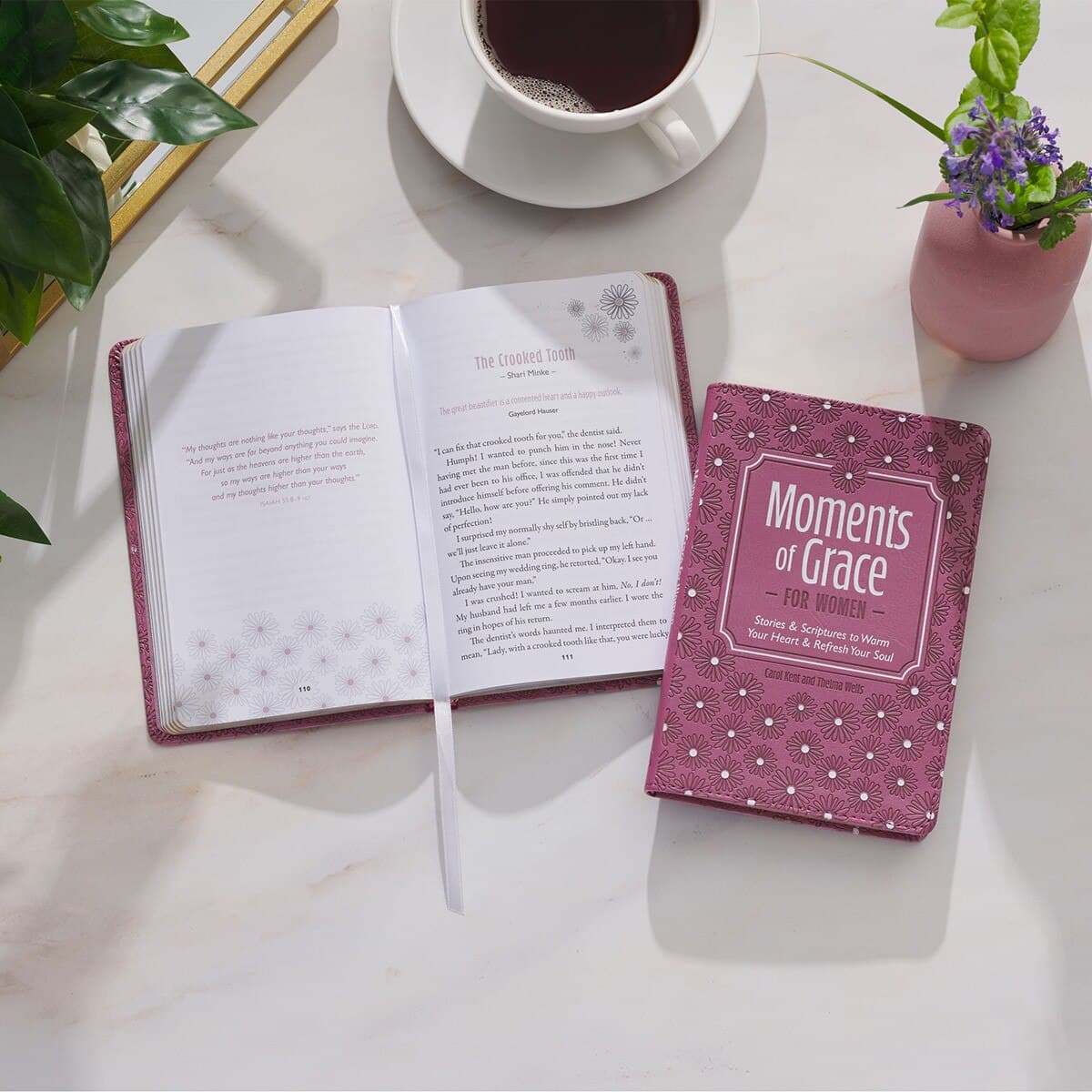 Moments of Grace for Women: Stories and Scriptures Mauve Faux Leather Gift Book, picture 4