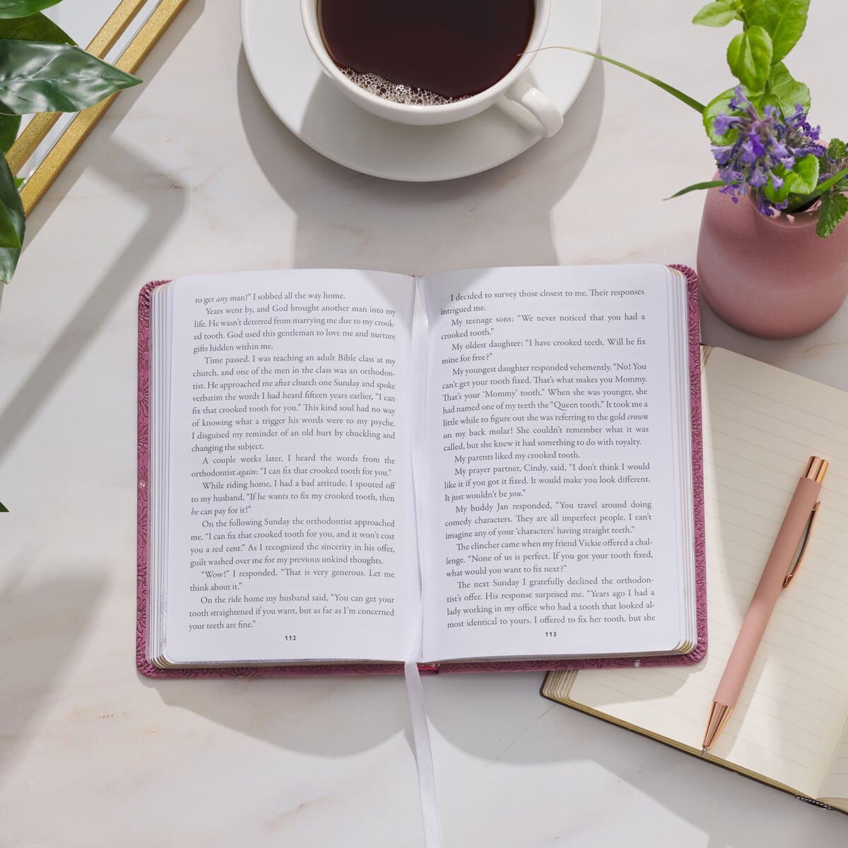 Moments of Grace for Women: Stories and Scriptures Mauve Faux Leather Gift Book, picture 5