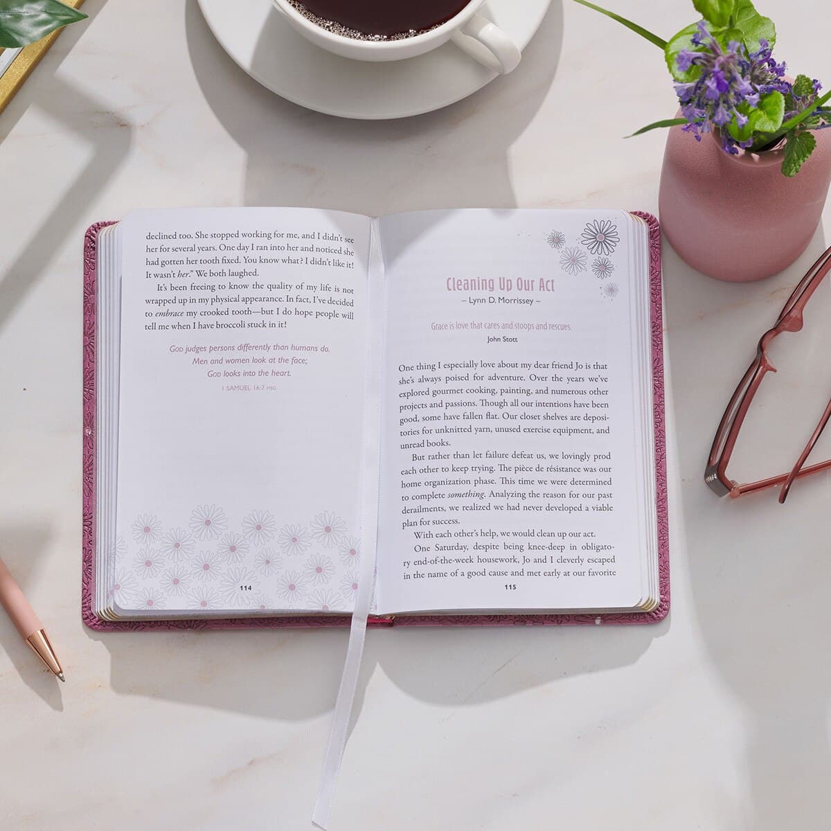 Moments of Grace for Women: Stories and Scriptures Mauve Faux Leather Gift Book, picture 6