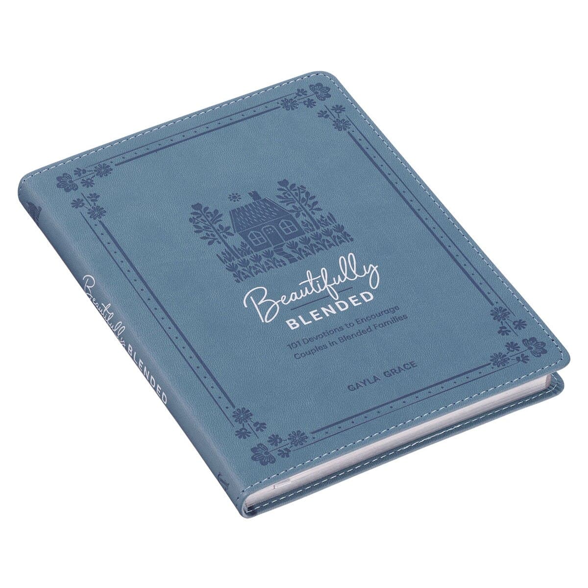 Beautifully Blended Blue Faux Leather Daily Devotional for Couples, picture 3