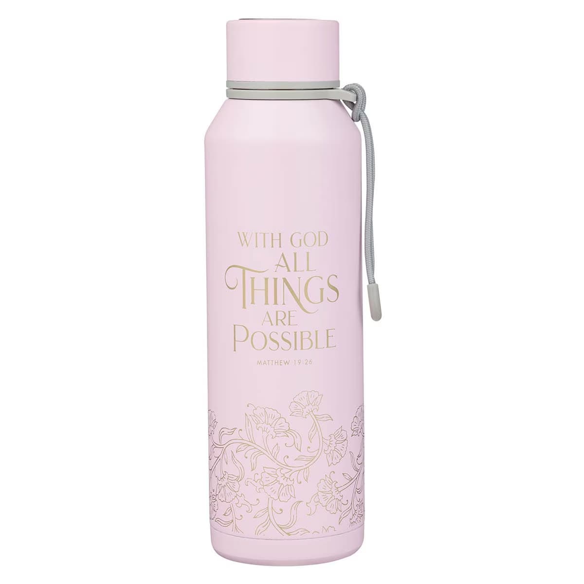Things Are Possible - Matthew 19:26 Pink Stainless Steel Water Bottle