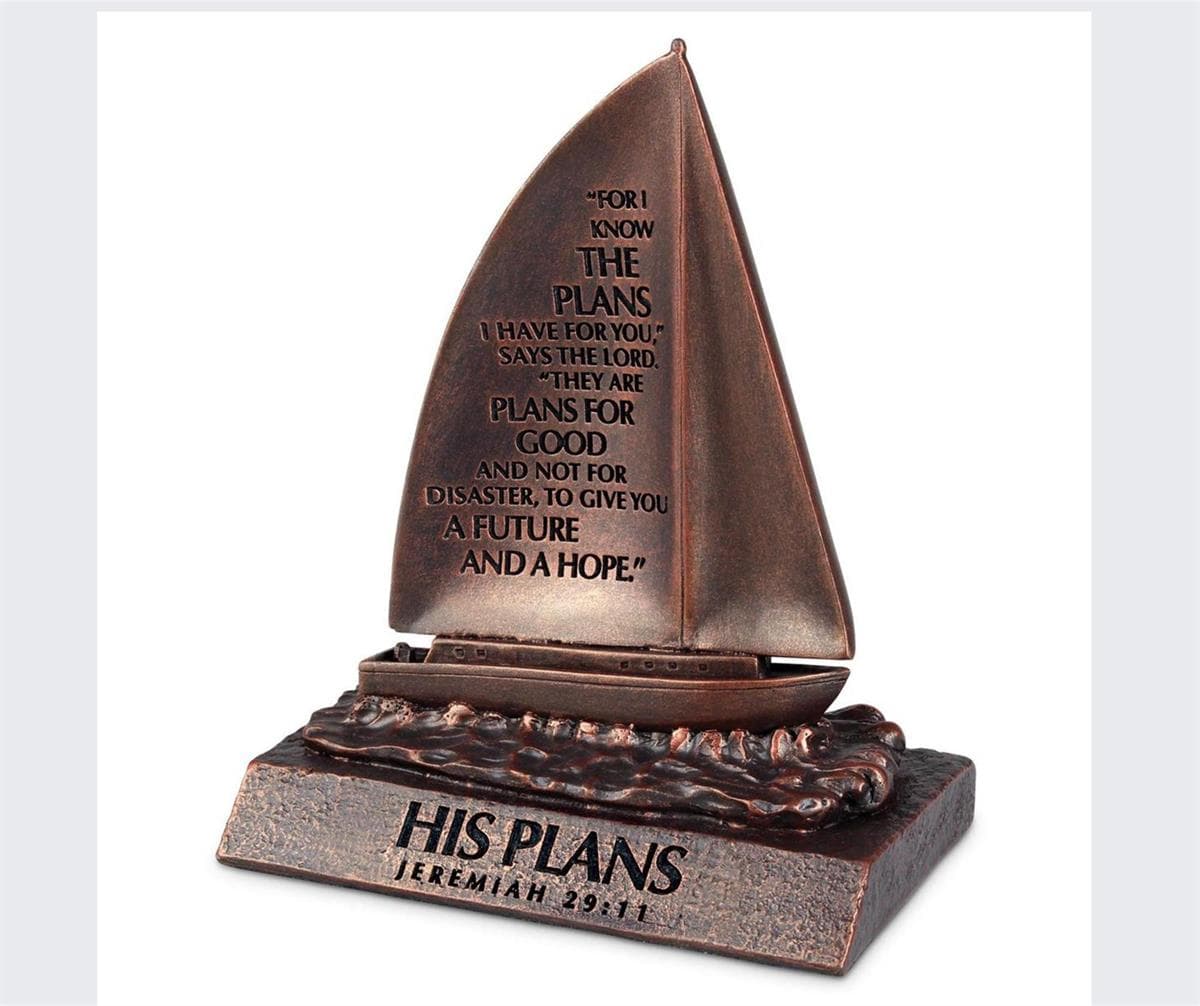 His Plans Boat 5.25H Sculpture Of Faith