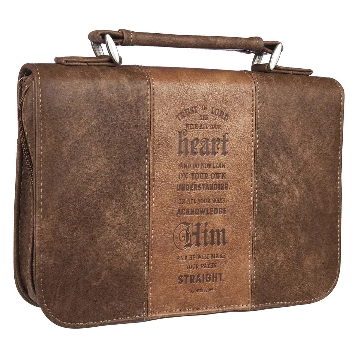 Trust In The Lord - Proverbs 3:5 Two-Tone Brown Classic Faux Leather Bible Case, picture 2
