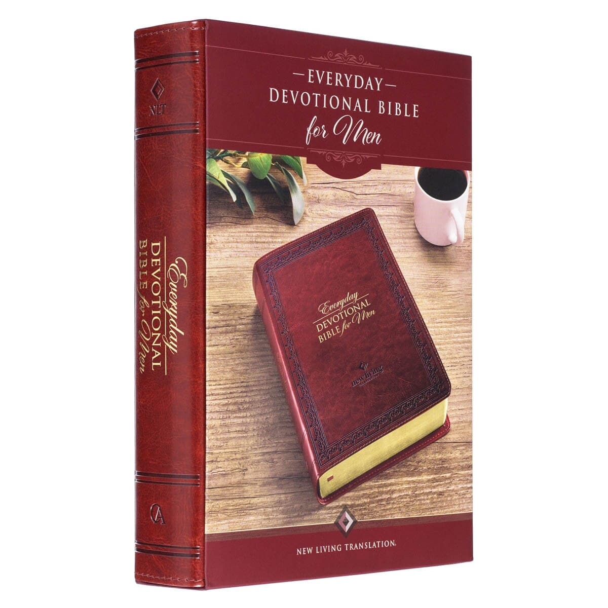 Saddle Tan Faux Leather NLT Everyday Devotional Bible for Men, picture 6