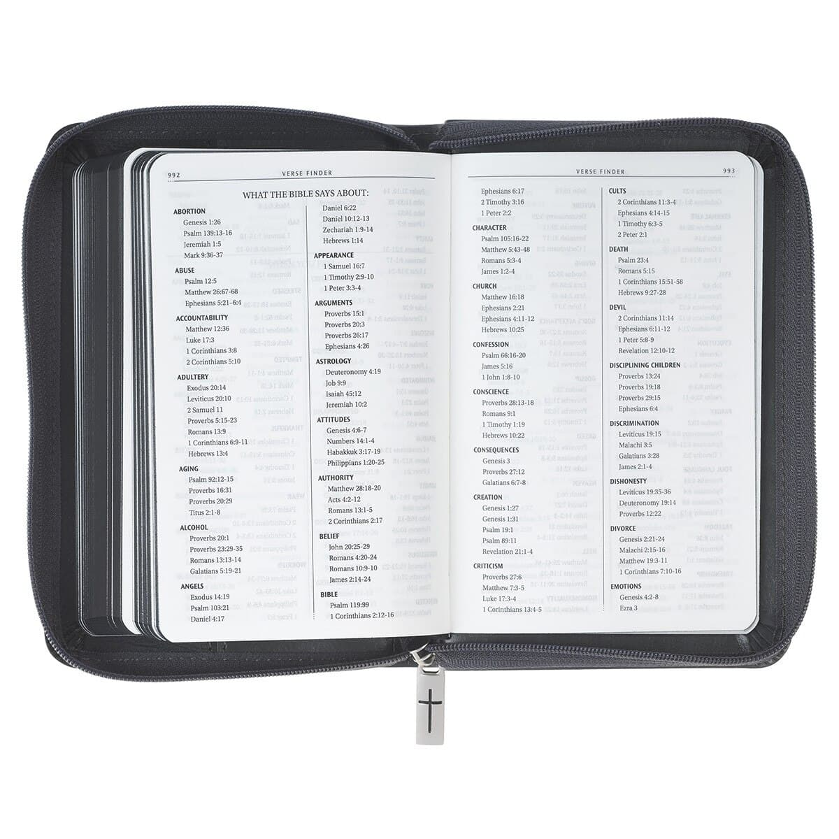 Gray Lion Faux Leather King James Version Pocket Bible with Zipper Closure, picture 7