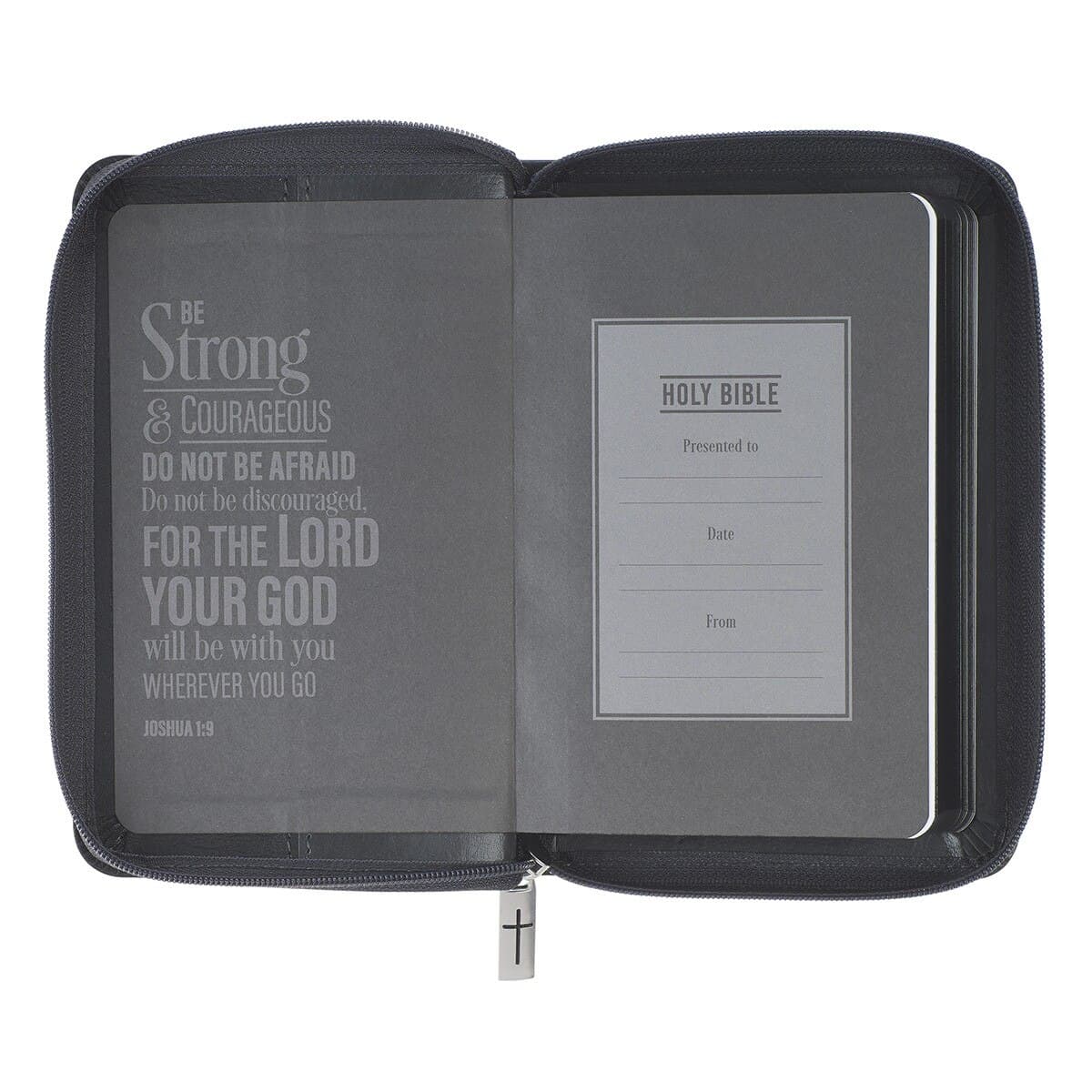 Gray Lion Faux Leather King James Version Pocket Bible with Zipper Closure, picture 4