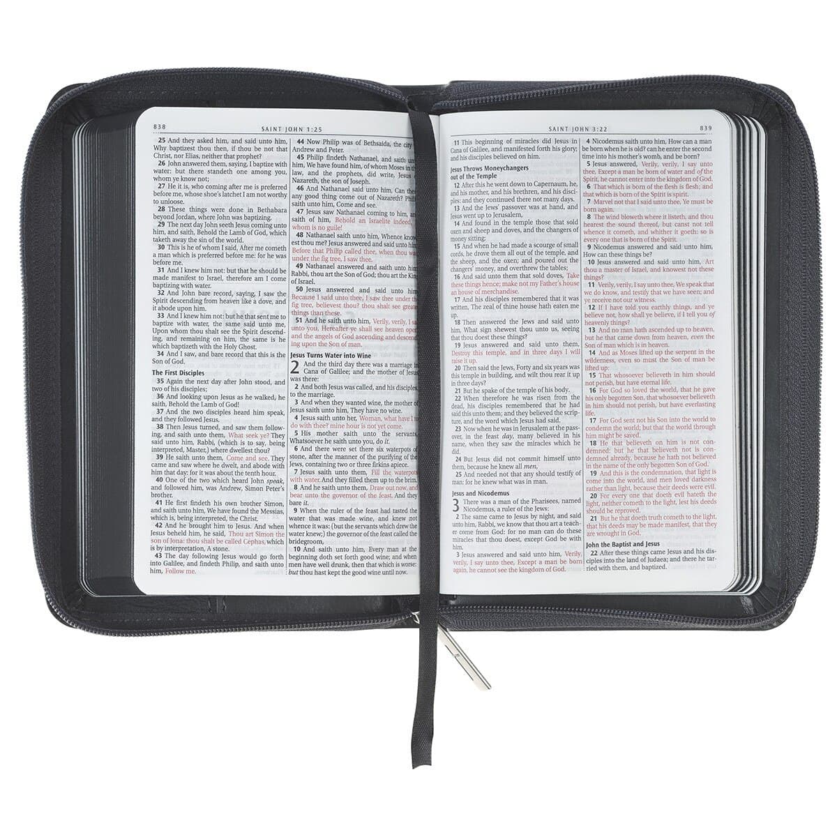 Gray Lion Faux Leather King James Version Pocket Bible with Zipper Closure, picture 5