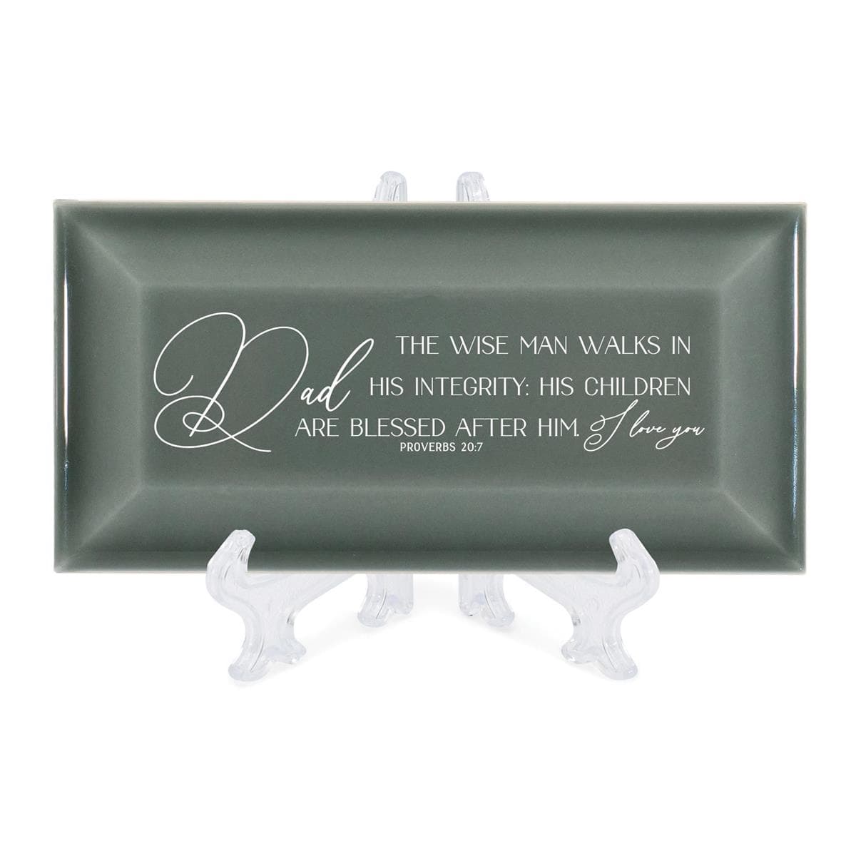 Dad The Wise Prov. 20:7 Grey Tabletop Tile