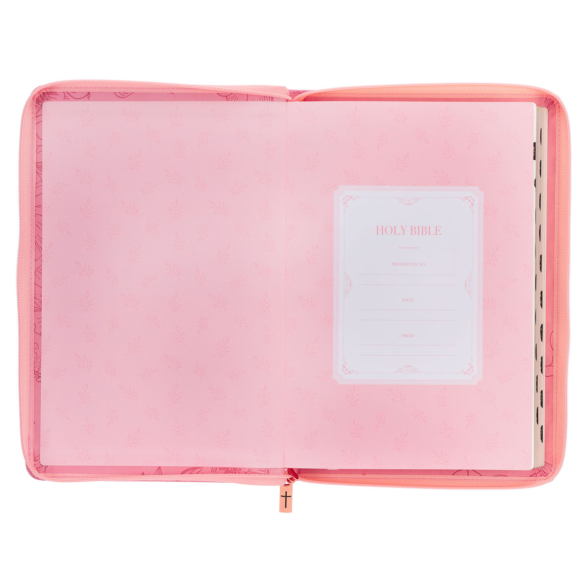 Sunrise Pink Faux Leather Large Print Thinline King James Version Bible ...